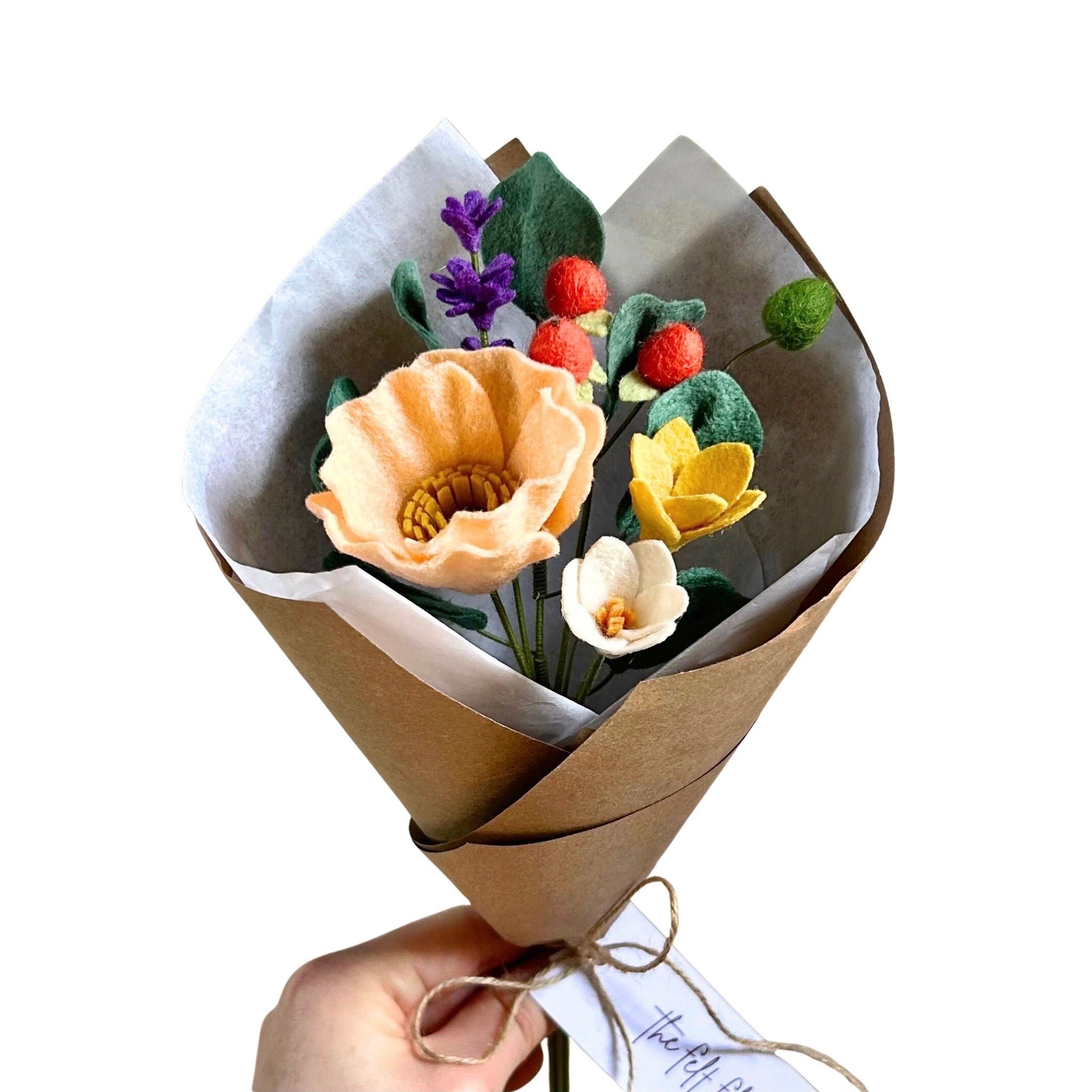 Poppy + Rain Lily Felt Flower Bouquet